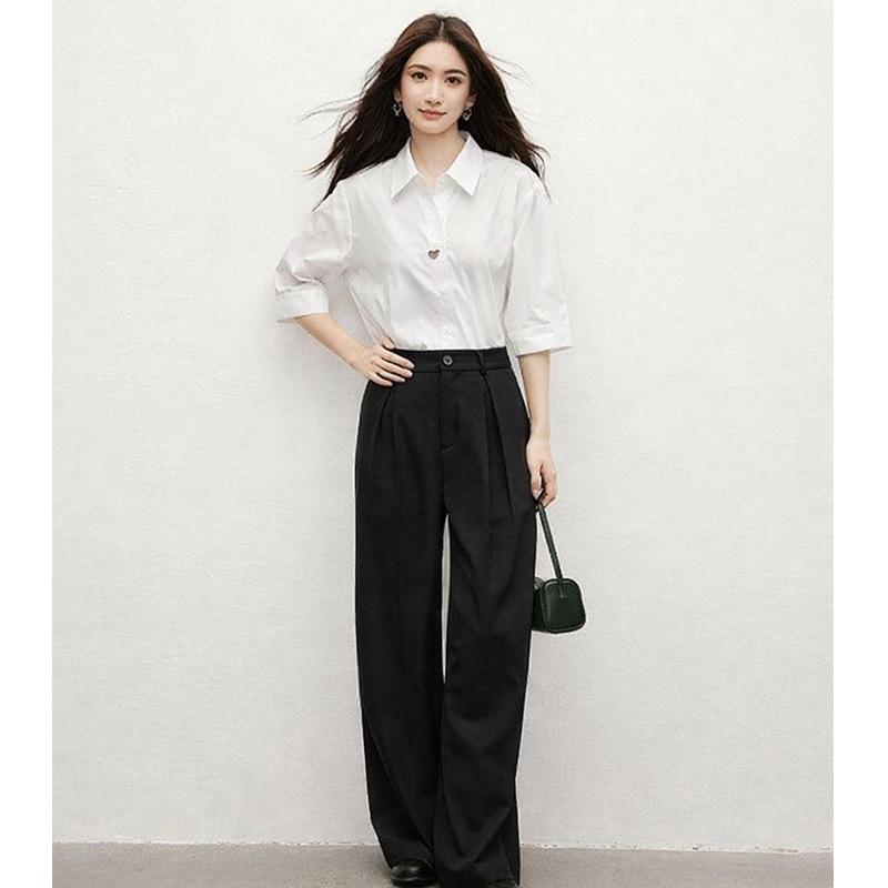 French Style Elegant White Five-Sleeve Women's Shirt - 2026 Spring Collection, Perfect for Petite Figures