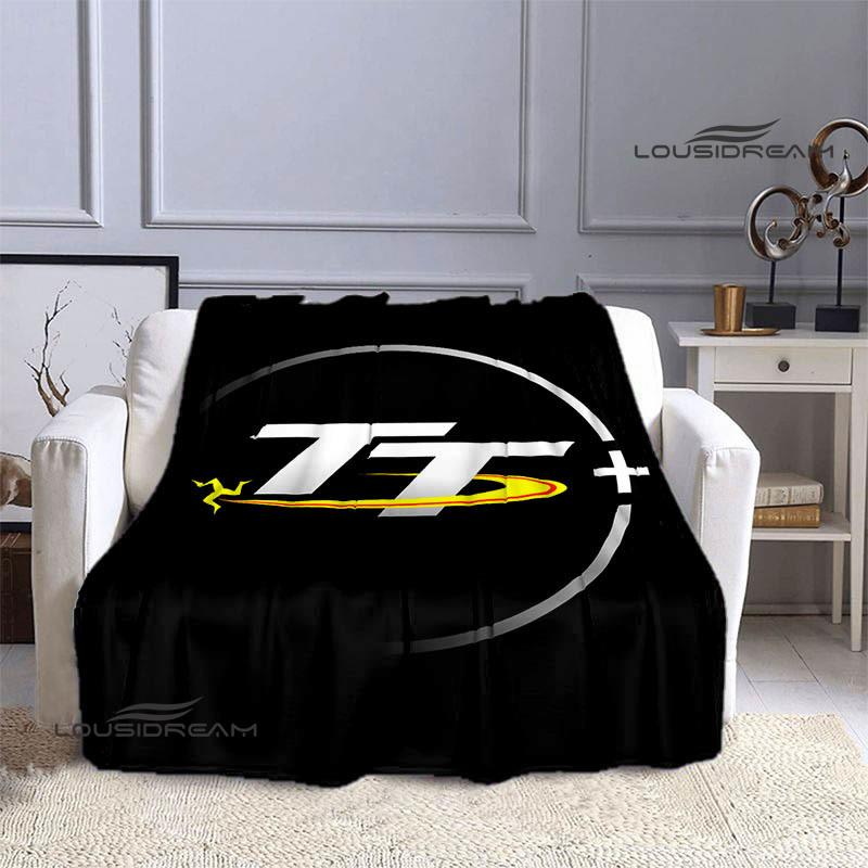 Motorcycle Isle of Man Tt Printed Blankets Flannel Warm Blanket Soft Cozy Blanket Travel Blankets Bed Linings Birthday Gift