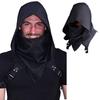 Men's Medieval Vintage Pirate Cosplay Hooded Cloak Black Cyberpunk Rogue Cowl Hood Scarf Halloween Party Costume Props