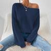Commuter Style Autumn and Winter New Personalized Off-the-shoulder Pullover Knitted Solid Color Loose Casual Versatile Pullover