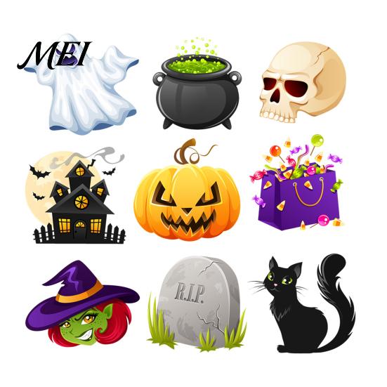 Creative Halloween Gifts for Friends Wall Stickers, PVC Waterproof Decals Windows, Classic Ghosts Glass Windows Pumpkins Skeletons Self-adhesive
