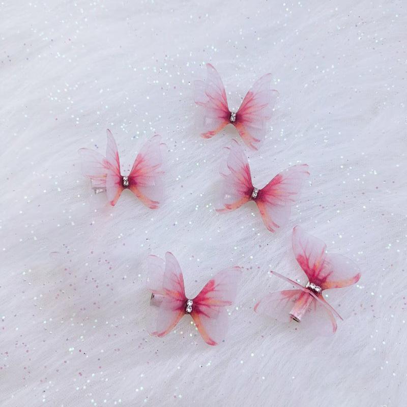 5PCS New Cute Princess Mesh Double-layer Butterfly Girls Hairpins Children Headwear Hairgrip Hair Clips Hair Accessories