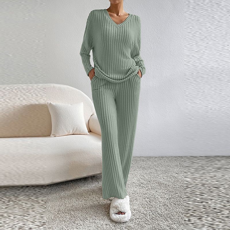

Solid Color Thread Women s Fashion Silm Casual Homewear Green P2809 Size L fit (62.50 kg-70.00 kg
