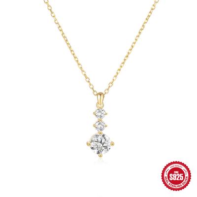 S925 Sterling Silver Classic Size Four-Claw Diamond Women'S Wedding Pendant Premium Necklace Wedding Bridal Accessories