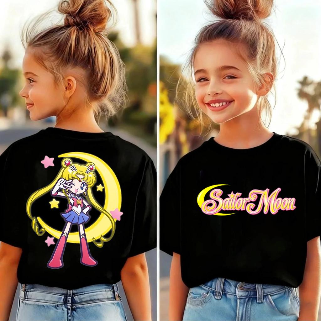 Sailor Moon Tshirt Printed Kids TShirt Boy Girl Unisex Summer Y2K Harajuku Loose Casual Short Sleeve Top for Chirldren Tees