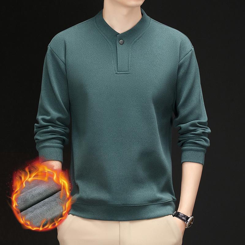Men's 2025 Winter Plush Thickened V-Neck Sweatshirt - Warm Base Layer