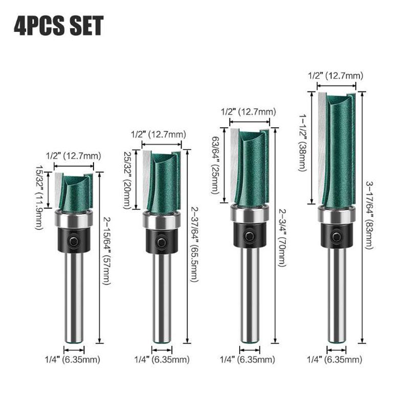 

Фреза хвостовик 1/4 дюйма 6 мм фреза для обрезки дерева фреза с двумя лезвиями 6mm shank NO1 зелёный
