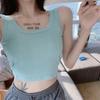 Candy Color Women’s Strappy Crop Tank Top with Padded Cup - Slim Fit