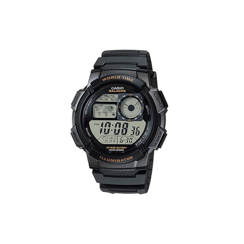 

Casio YOUTH series-Disc digital display, classic retro fashion, quartz movement, resin strap, Japanese and Korean watch, men s watch, AE-1000W-1A чёрный