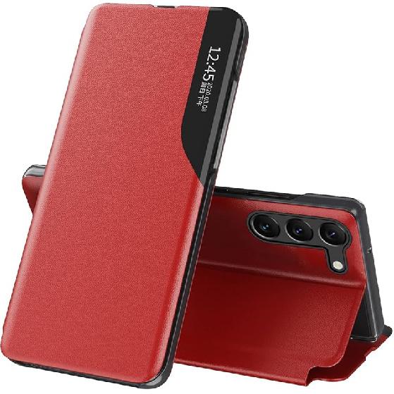 

Чохол для Galaxy S23 Ultra, Модний Тонкий Бізнес-Чохол-Книжка Smart View Магнітний Захисний Чохол від Падінь для Samsung Galaxy S23 Galaxy S23 Plus червоний