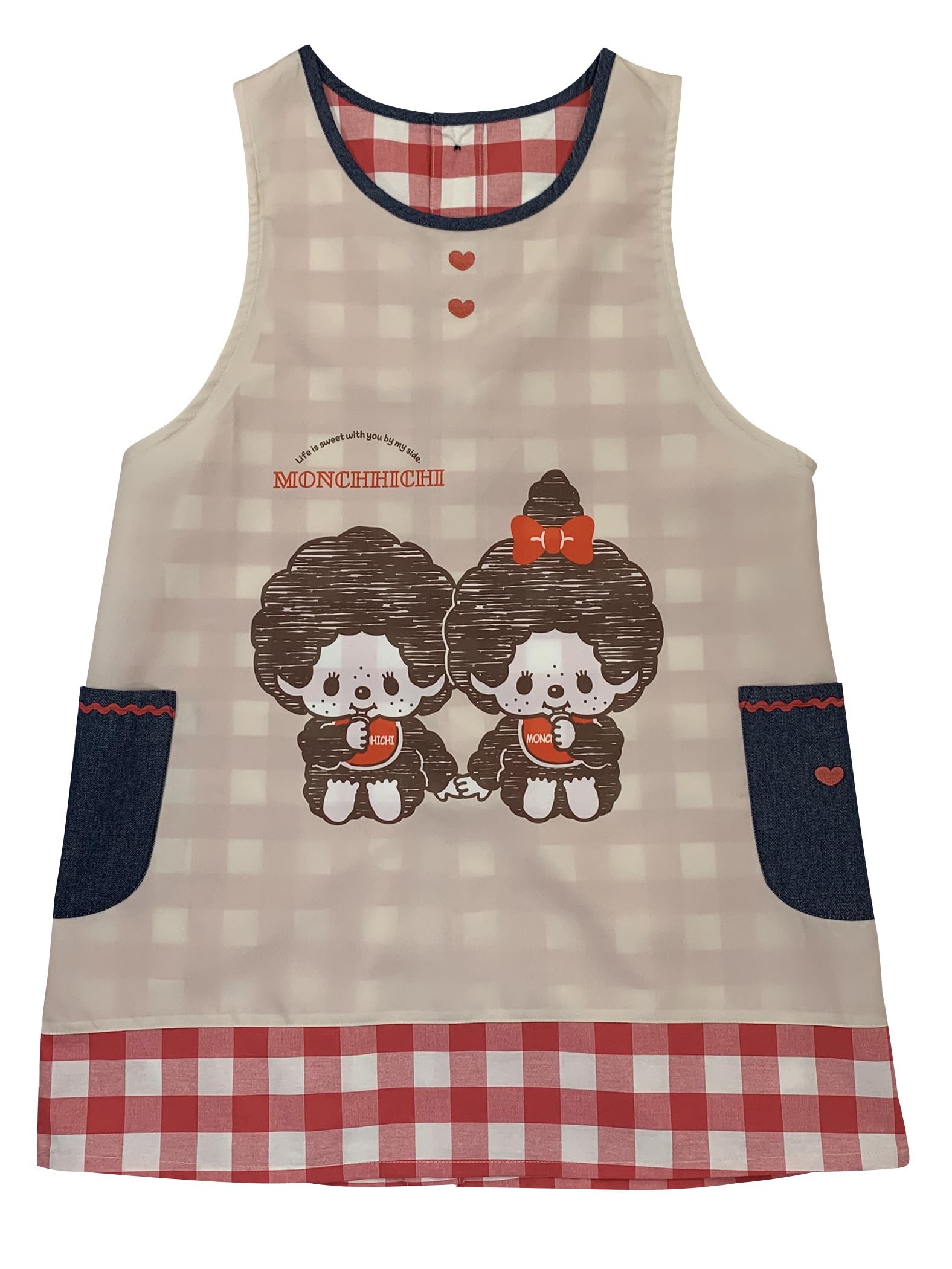 

Момо и клетка сбоку [Atelier Momo] [Monchhichi] [Sanrio] Фартук, Открывающийся, Бежевый, С рисунком, Женский, M-L, MA43997-51 бежевый