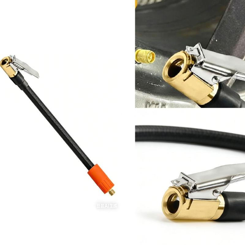 Strong Copper Air Chuck Strong Braided Rubber Air Hose Simple Installs for Tire Pump Inflator & Sports Equipment