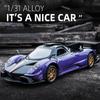 1:32 Scale Diecast Car Pagani Zonda Revolution Super Sport Car Metal Model, With Light Sound Pull Back Vehicle Toys Collection