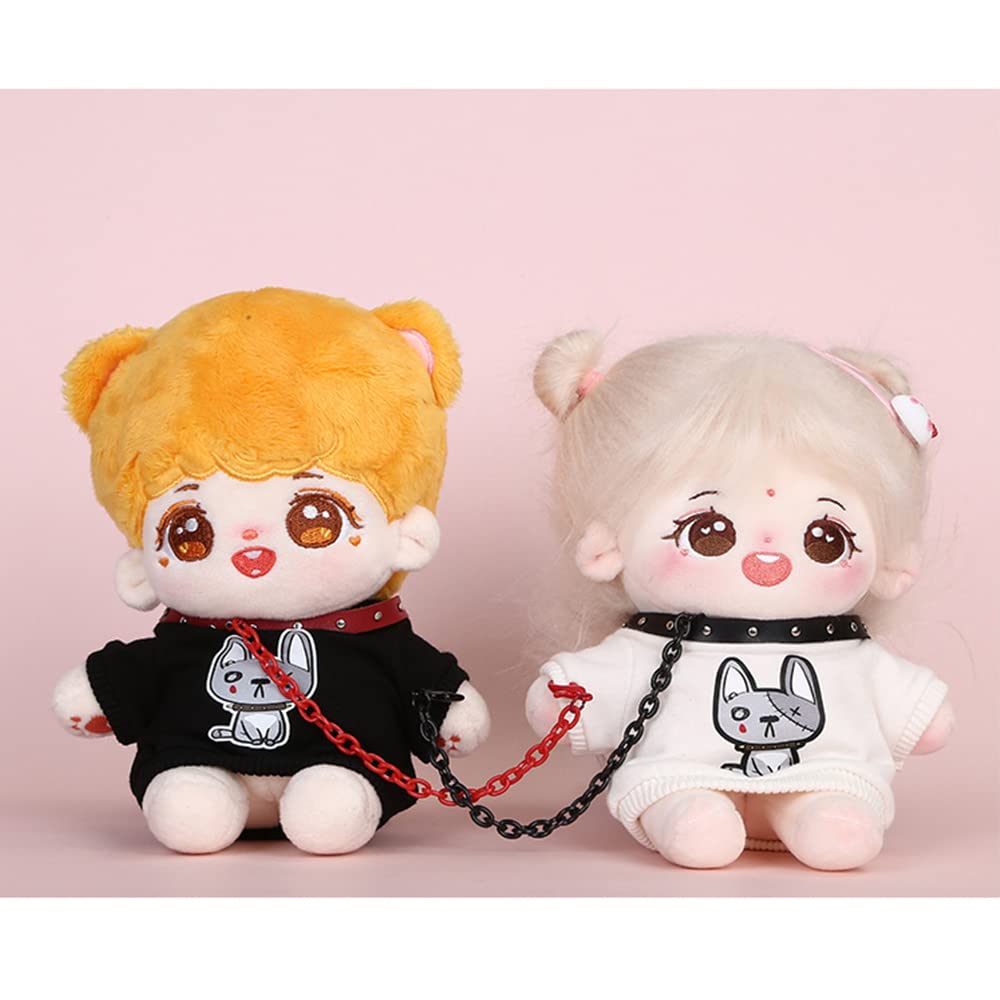 Niannyyhouse 20cm Plush Clothes Patch Dog Set with Hoodie and Collar, Cotton Doll Clothes (A-white-20cm)