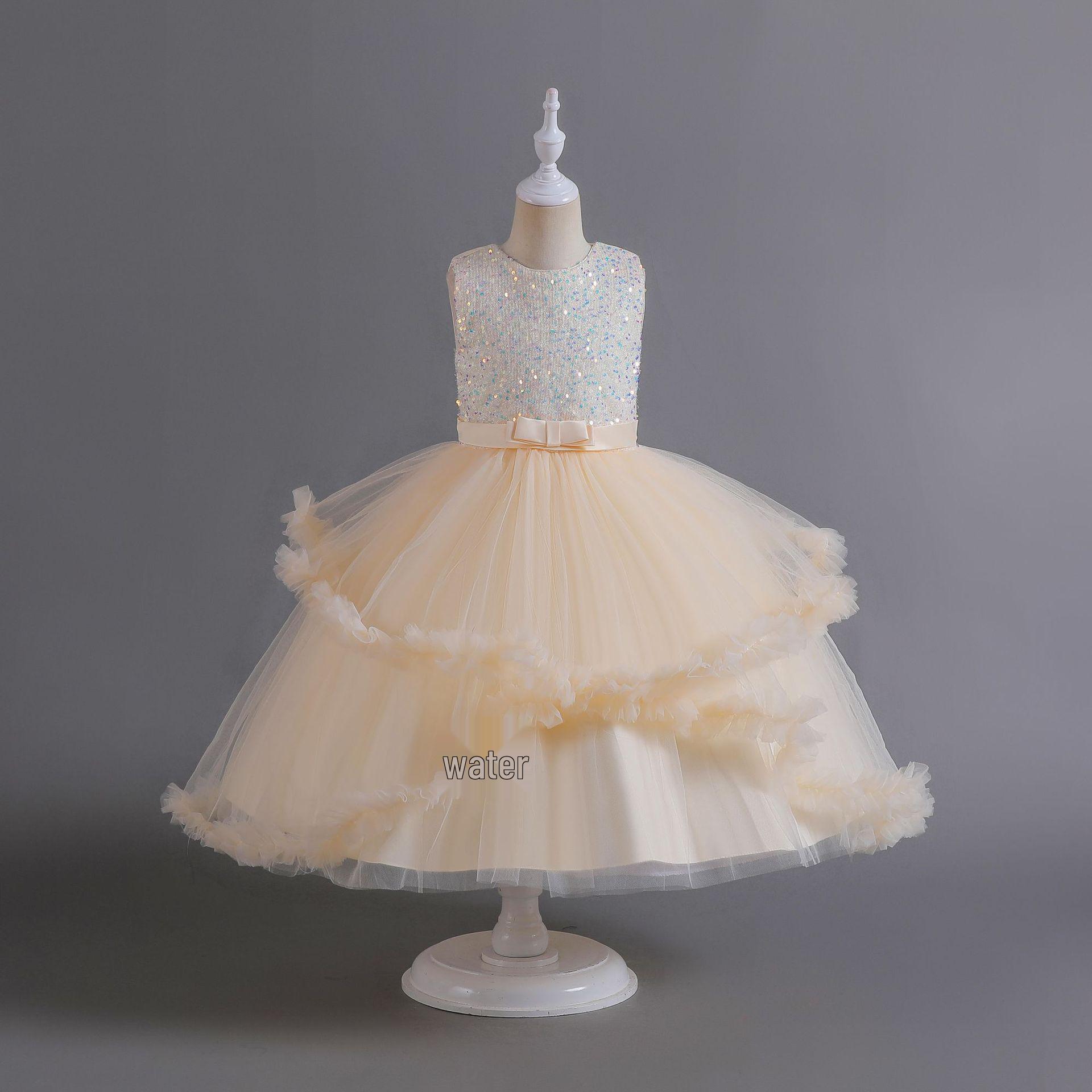 

Вечернее платье принцессы с пайетками, пышное, из сетки, для девочек 110 cm