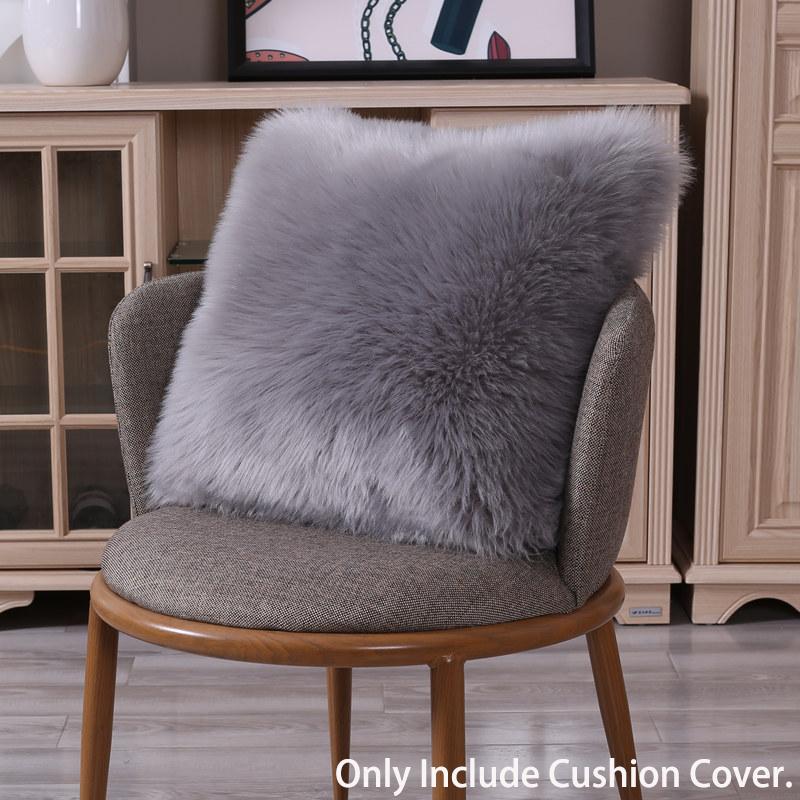 

Faux Wool Fur Cushion Cover Fluffy Soft Plush Throw Pillow Case Art Decor Modern Gray,40x40cm