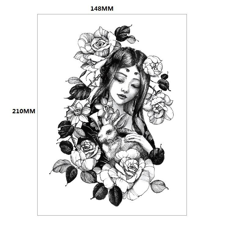 Traditionelle schöne Frau Charakter Tränen Geisha Farbe Wasser Transfer Blume Arm Anti-Real Tattoo Aufkleber Tattoo