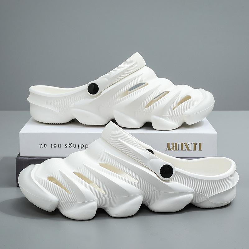 

Летние мужские тапочки Полые Нескользящие Износостойкие Толстоподошвенные Мягкоподошвенные Сандалии Модные Удобные Дышащие Садовые туфли 45 белый