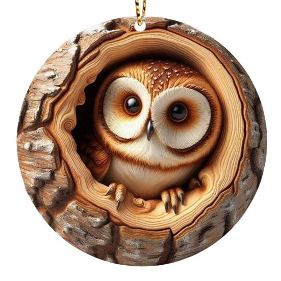 Animal Christmas Ornament 2D Flat Forest Animal Xmas Tree Ornament Acrylic Hanging Woodland Pendant for Garden Tree Home Decor