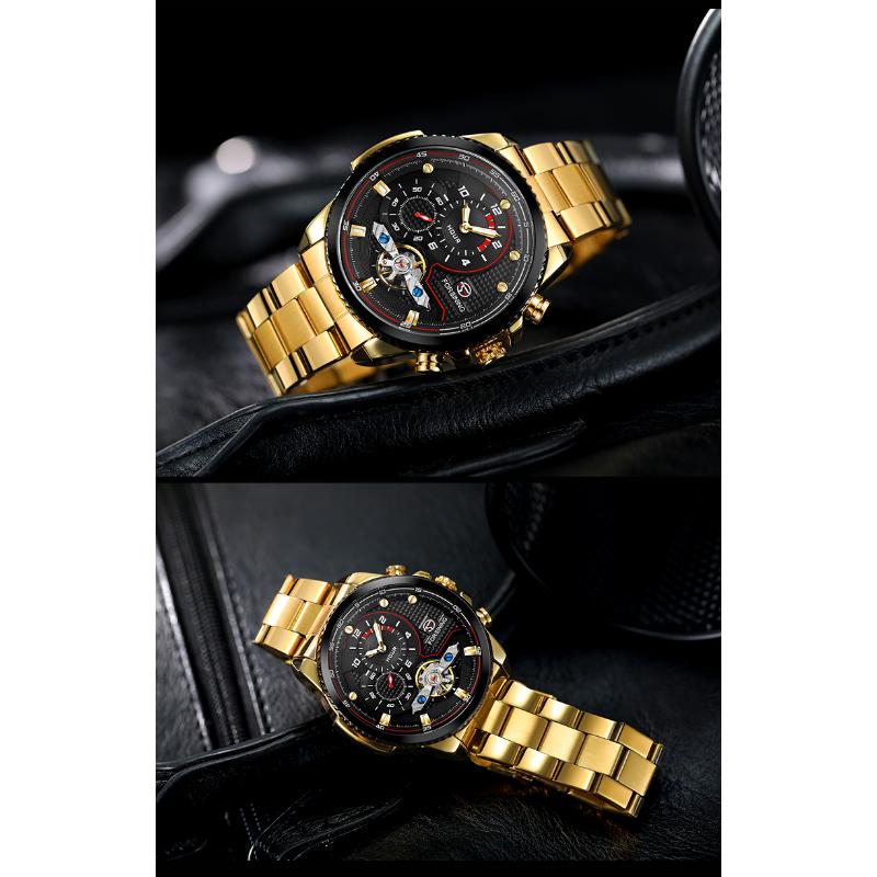 Forsining Mens Automatic Watches Stainess Steel Waterproof Wrist Watches Tourbillon Self Winding Mechanical Diamond Dial Wrist Watch