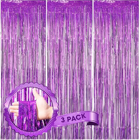 3 Pack 3.3x8.2 Feet Gold Foil Fringe Backdrop Curtains, Tinsel Streamers, Fringe Backdrop for 2025 New Years Eve, Graduation, Birthday, Baby Shower,