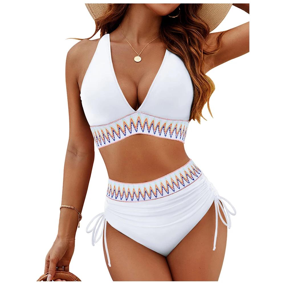 Sexy Deep V One Piece Women Swimsuit Woman 2025 Swimwear Female Bathing Suit Swimming for Monokini Beach Wear Block Drawstring