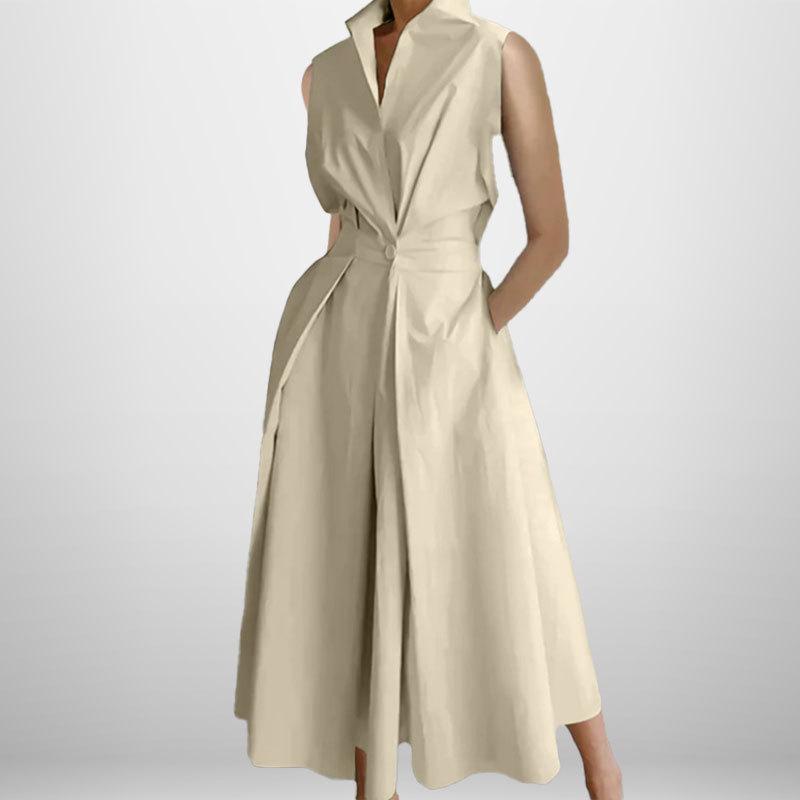 

Летнее модное однотонное женское платье на пуговицах с v-образным вырезом M хаки