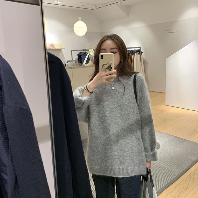 Höst- och vintertröja med rund hals för kvinnor Mode Lös Mjuk Bas Stickade Tröjor Kvinnor Elegant Slim Fit Kontorsdam Tröjor Toppar 25651