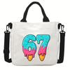 Steal a Brainrot 67 Unicorn Printed Student Crossbody Bag Casual Canvas Shoulder Bags
