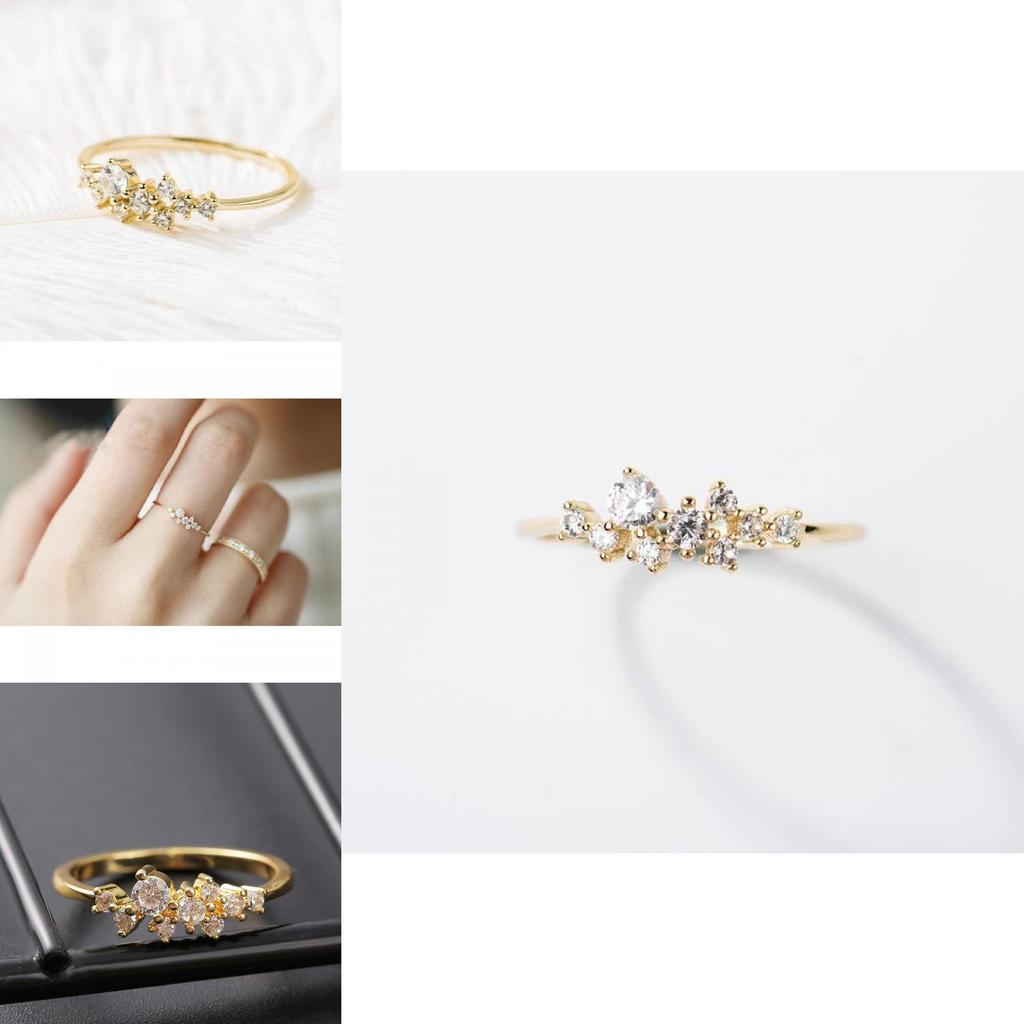 Elegant 18k Gold Plated Diamond Ring For Women With Floral Design And Adjustable Sizes