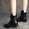 Low-heeled Pointed Mid-leg Boots Cross-strap Martin Boots New Skinny Leather Boots for Autumn and Winter