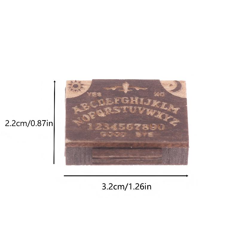 1Retro Mini Wooden Ouija Board With Drawer Miniature Spirit Board Micro Landscape Scene Ornament Home Desktop Decoration