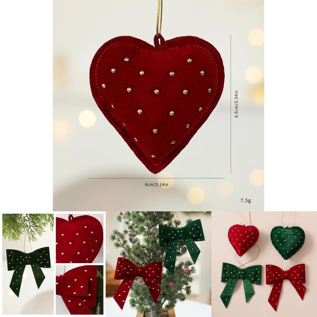 Christmas Tree Hanging Decorations With Heart And Bow Design For Holiday Decor