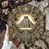 Metal Vintage Wall Art Round Maya Aztec Wall Decor Pyramid of Sun Home