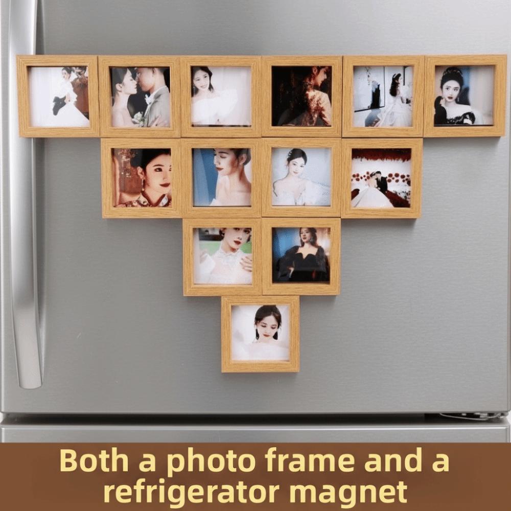 5PCS Modern 4 Inches Magnetic Photo Frame Decorative Multi-purpose Fridge Magnet Square DIY Mini Picture Frames Office Decor