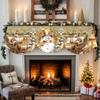 Santa Claus Mantel Topper Snow Landscape Xmas Mantel Decor Fireplace Shelf Cover  Winter Holiday