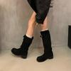 Boots women's 2025 autumn and winter new thick heel round head retro western cowboy boots two wear knee fashion boots