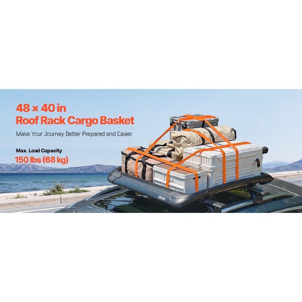 SucceBuy Roof Rack Cargo Carrier 48x40x5.6“ Universal Rooftop Cargo Basket Car Top Luggage Holder Anti-Rust Alloy Steel for Car