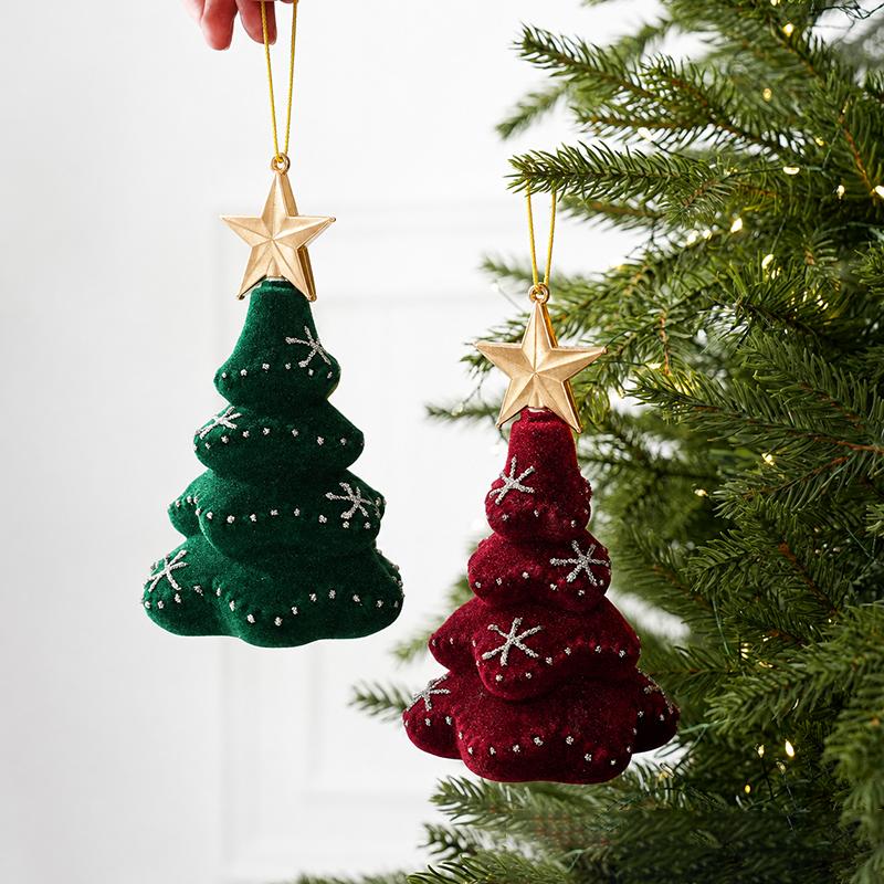Christmas Tree Flocking Hanging Ornaments Xmas Tree Pendants Christmas Decoration New Year 2026 Party Decor Navidad Gifts 7