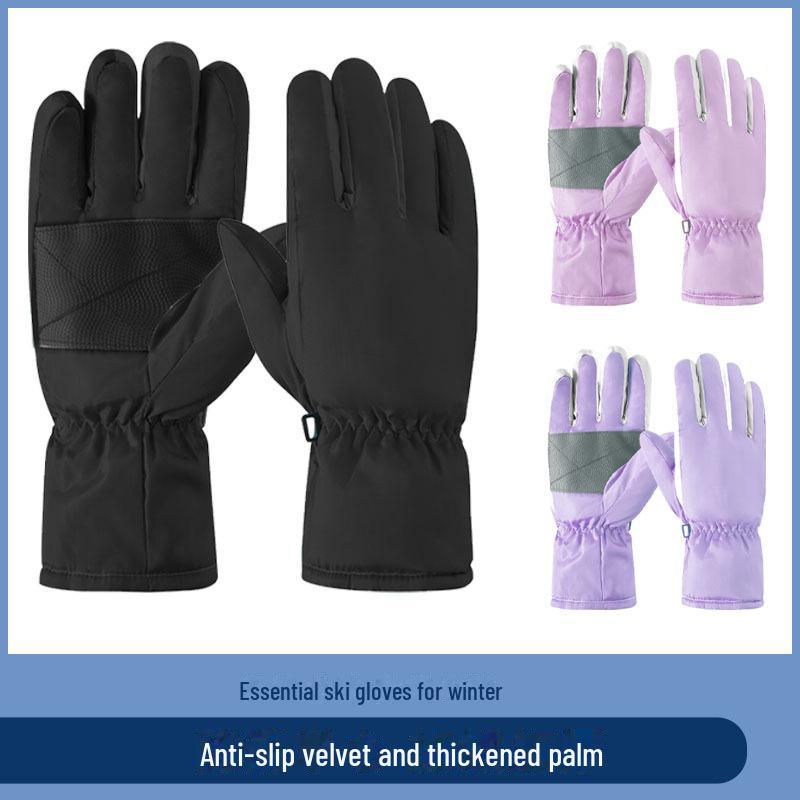 Electric Heated Velvet-Lined Ski Gloves - Waterproof, Windproof, Non-Slip for Men & Women