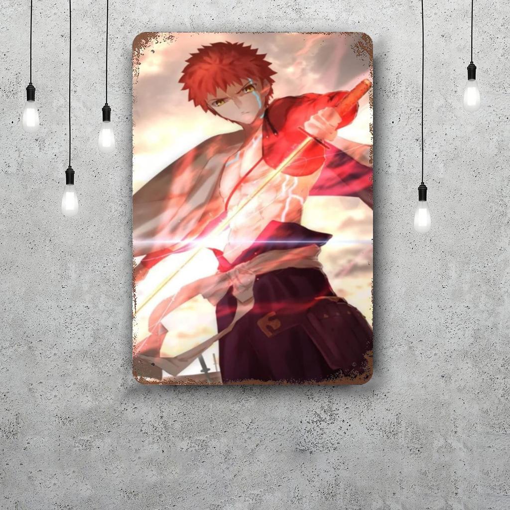 shirou emiya anime Retro Vintage Tin Sign Poster Decorative Plaque Metal Plate Wall Decor