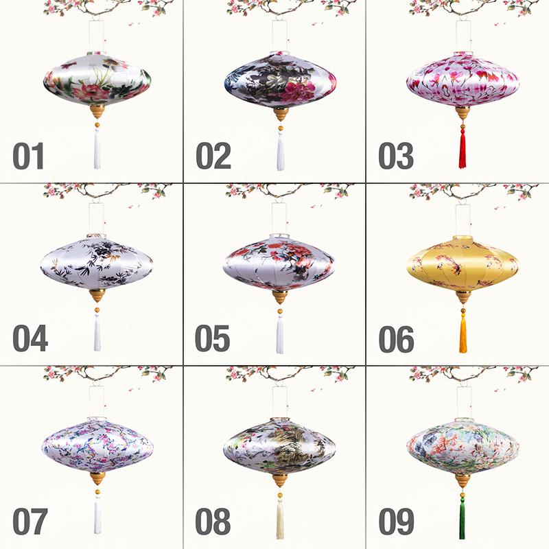 12/14 Inch Chinese Style Satin Silk Lantern Corridor Restaurant Tea Room Decor Palace Lamp Mid-Autumn Spring Festival Decor