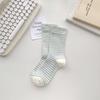 Chaussettes Tube d'Été Fines Couleur Pure Rayées Respirantes Bouche Large Mois Fils
