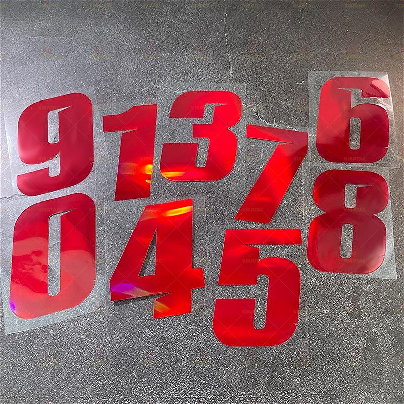 1PC Red Laser Motorcycle Number Sticker for DIY Bicycle Top Tube Frame Moto Helmet Fairing Self-adhesive Waterproof Vinyl Decal