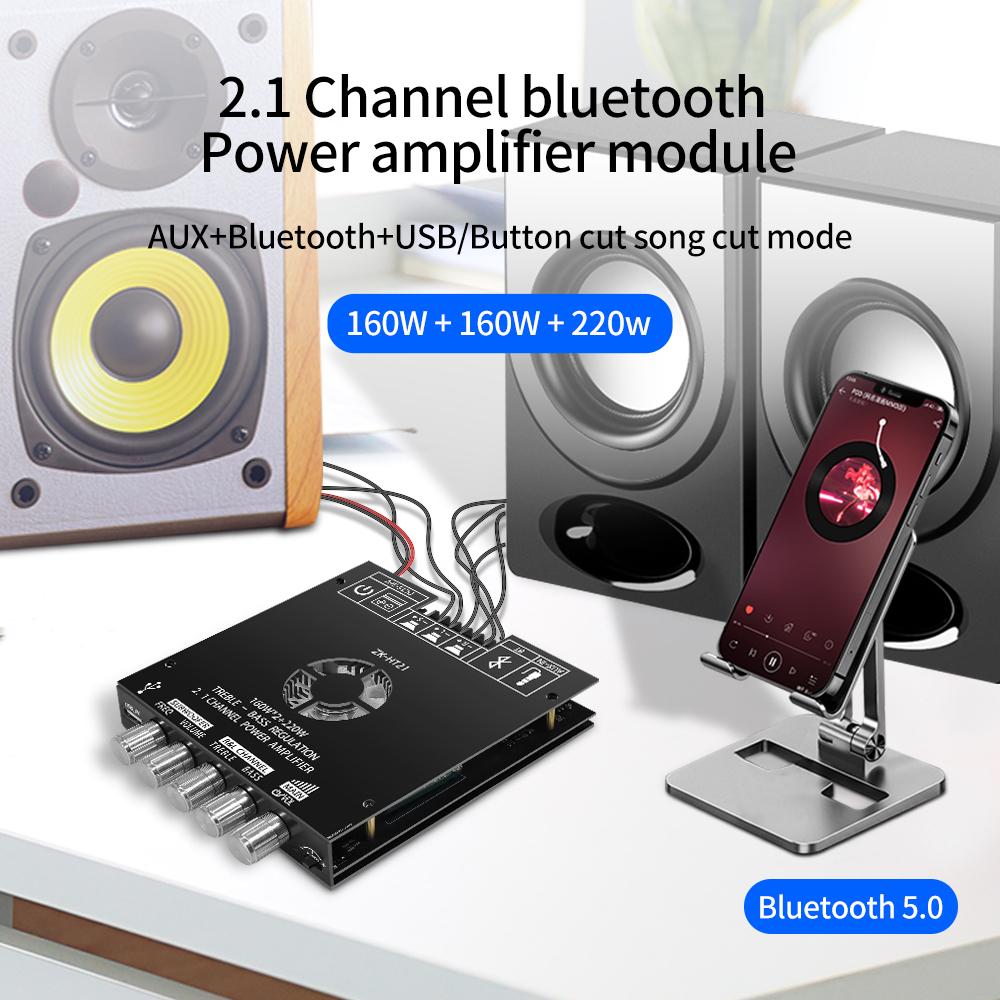 Bluetooth Digital Power Amplifier Board Module TDA7498E160W+160W+220W  High and Low Tone Subwoofer Amplifier AUX/USB ZK-HT21
