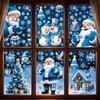 Christmas Decorative Glass Sticker Snowflake Snowman Blue Crystal Ball Theme Non-residue Window Decal for Xmas Party Home