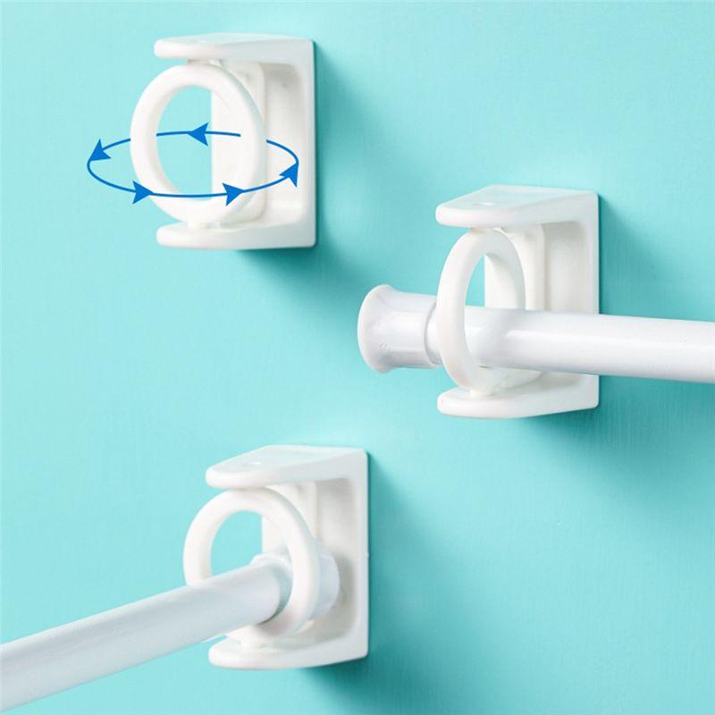 M-Modern-Curtain Rod Holder Clamp Hooks Self Adhesive Clothes Rail Bracket 360 Rotation Triangle Ring Adjustable Hooks