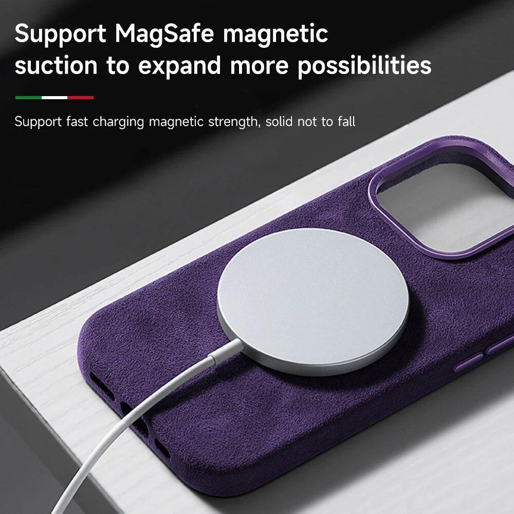 Magnetic Leather Case for IPhone 15 Pro Max 14 13 Pro 12 Luxury Supercar Suede Fundas for Iphone 15pro Magsafe Protection Cover