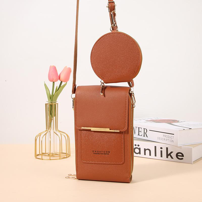 Fashion Two-piece Women's Bag Vertical Touchable Mobile Phone Bag Multi-compartment Messenger Bag with Mini Change Bag