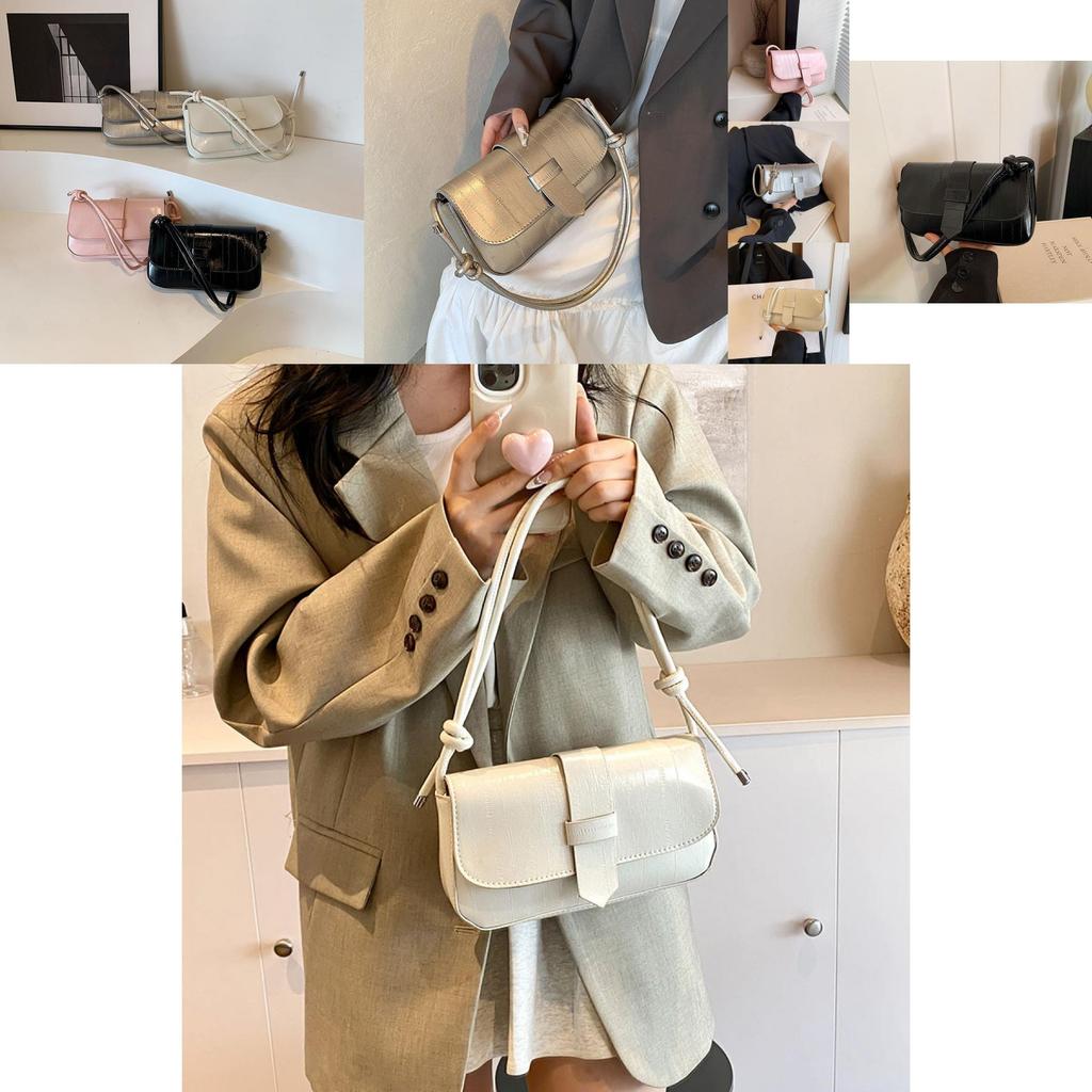 Stylish Summer Shoulder Bag For Women Small Square Casual Handbag In White Pink Black Silver
